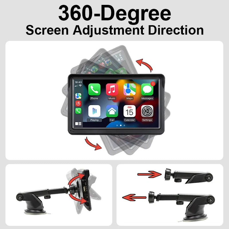 7Inch Car Radio Multimedia Video Player Wireless Carplay and Wireless Android Auto Portable Universal Touch Screen
