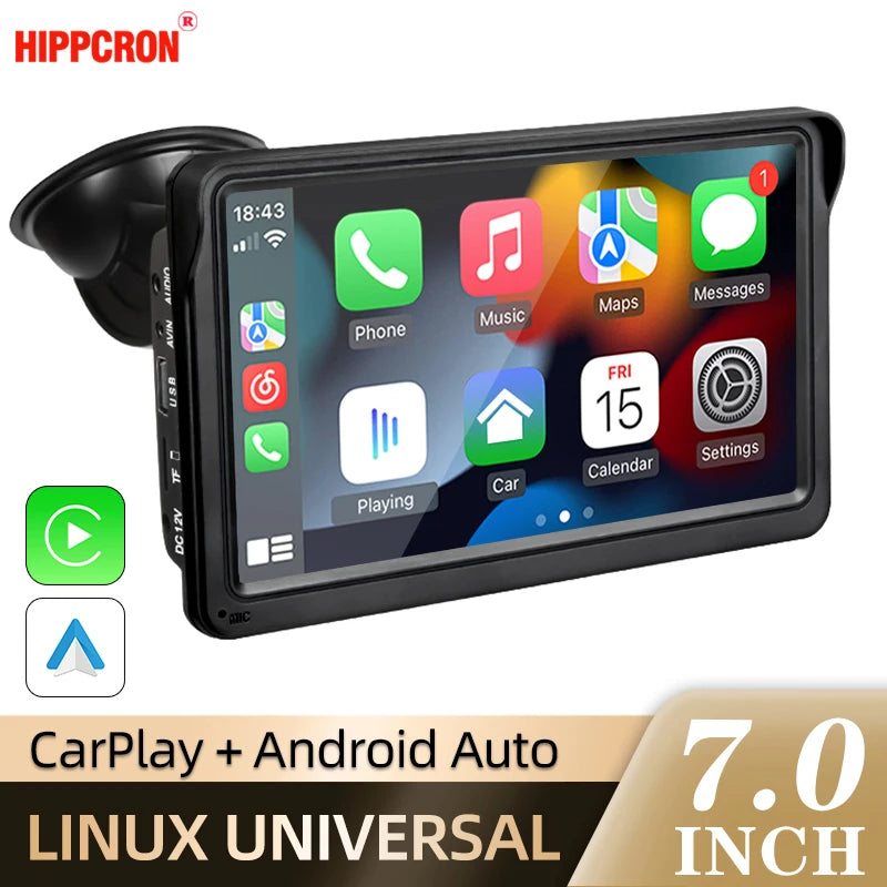 7Inch Car Radio Multimedia Video Player Wireless Carplay and Wireless Android Auto Portable Universal Touch Screen