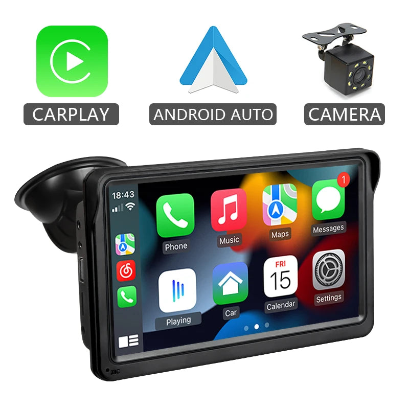 7Inch Car Radio Multimedia Video Player Wireless Carplay and Wireless Android Auto Portable Universal Touch Screen
