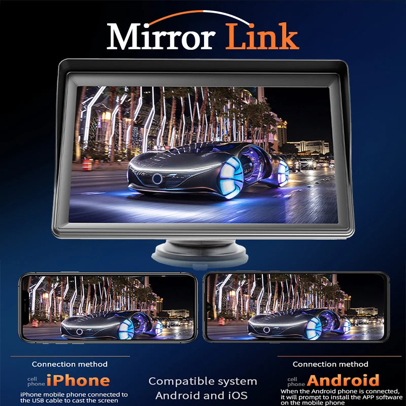 7Inch Car Radio Multimedia Video Player Wireless Carplay and Wireless Android Auto Portable Universal Touch Screen